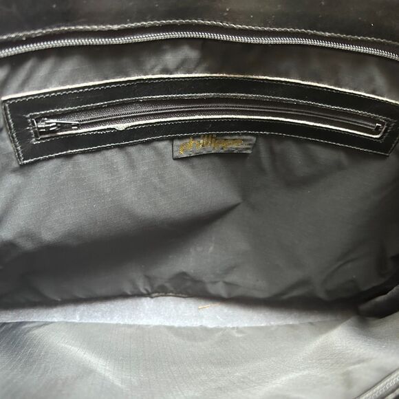 Vintage Phillippe Black Leather Structured Tote Bag H11"x W14.75" - Picture 6 of 9